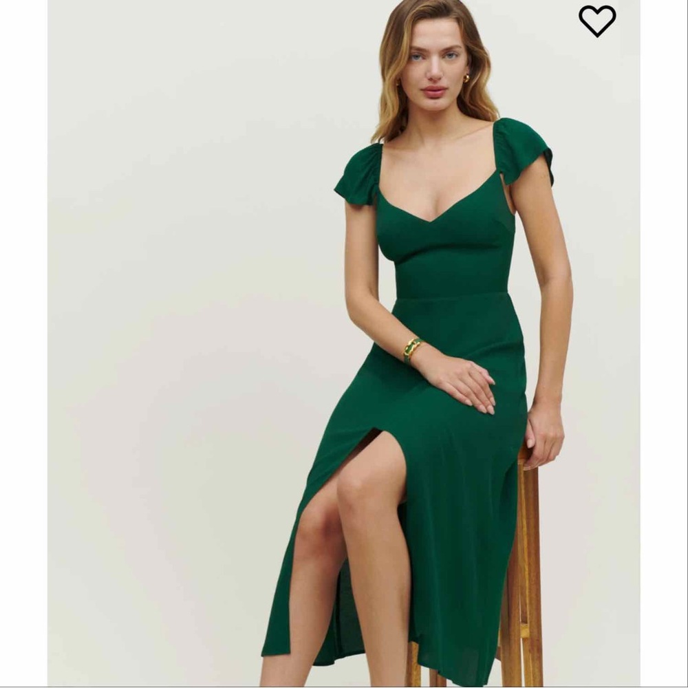 NWT Reformation Baxley Midi Dress in Emerald Green Size 4